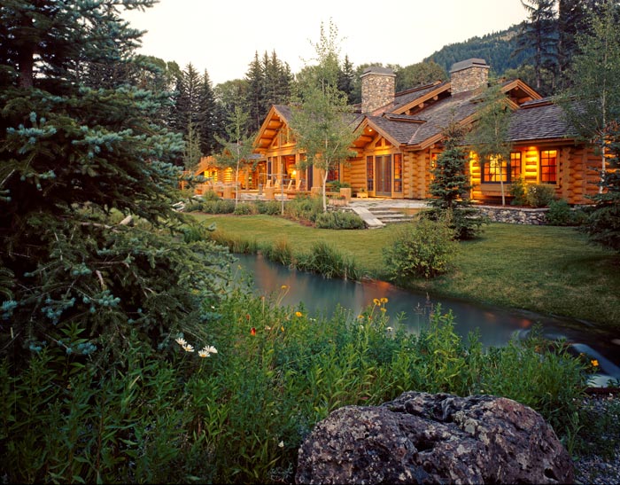 Log Home at River